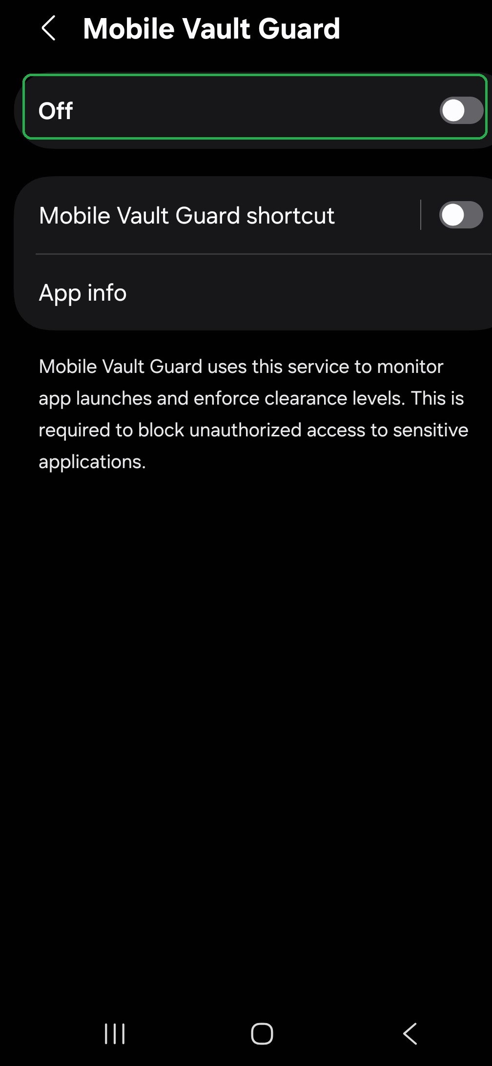 Activer VaultGuard dans Accessibilité, partie 2